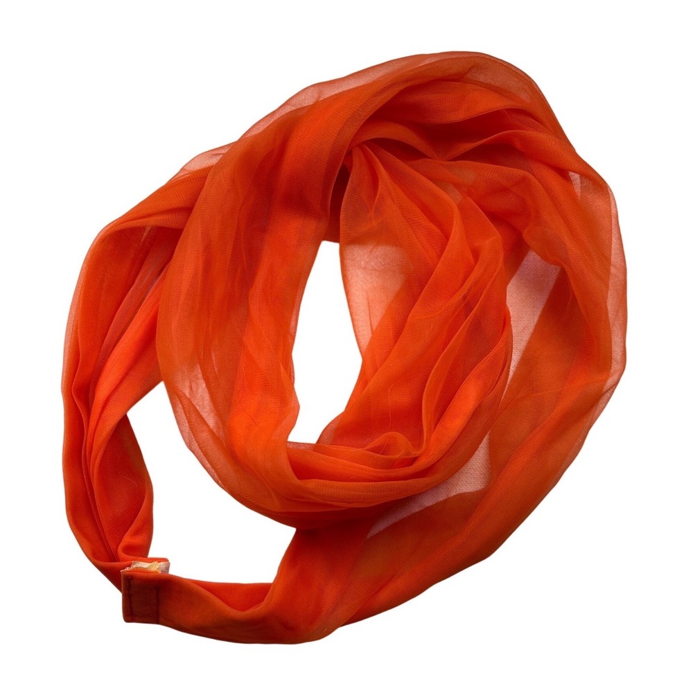 Orange Sheer Mesh Scarf Headband with Velcro Closure Bright Neon Accessory VTG